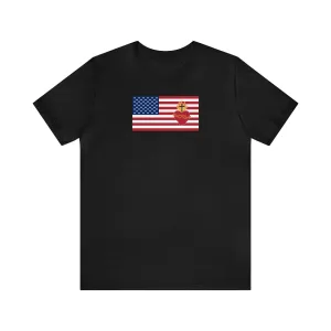 American USA Flag with sacred heart Christian Catholic religious t-shirt