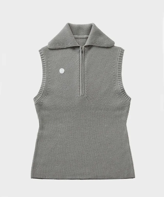 Anell Golf Classic Collar Knit Vest - Pure Gray