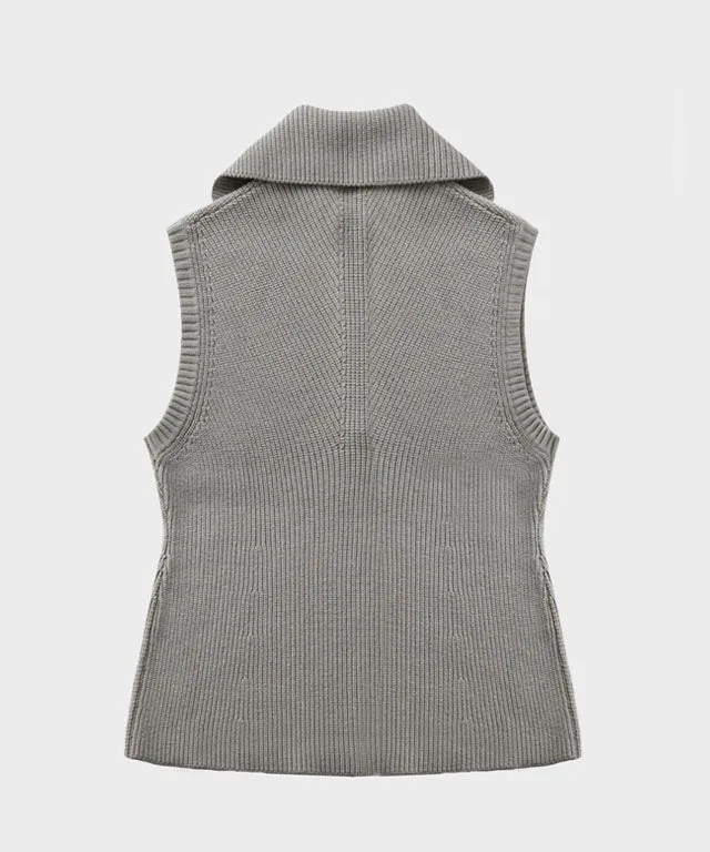 Anell Golf Classic Collar Knit Vest - Pure Gray