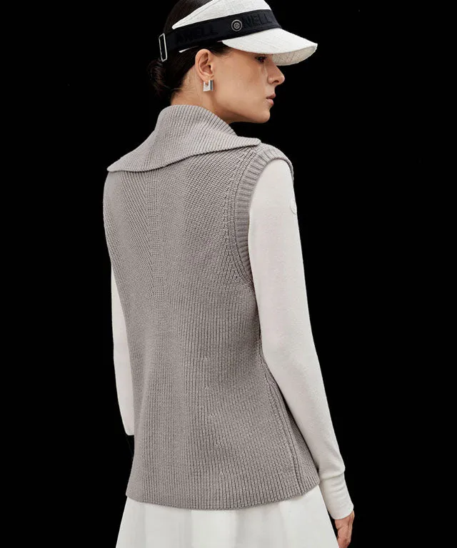 Anell Golf Classic Collar Knit Vest - Pure Gray