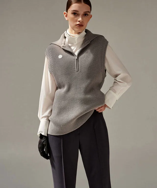 Anell Golf Classic Collar Knit Vest - Pure Gray
