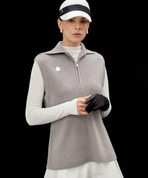 Anell Golf Classic Collar Knit Vest - Pure Gray