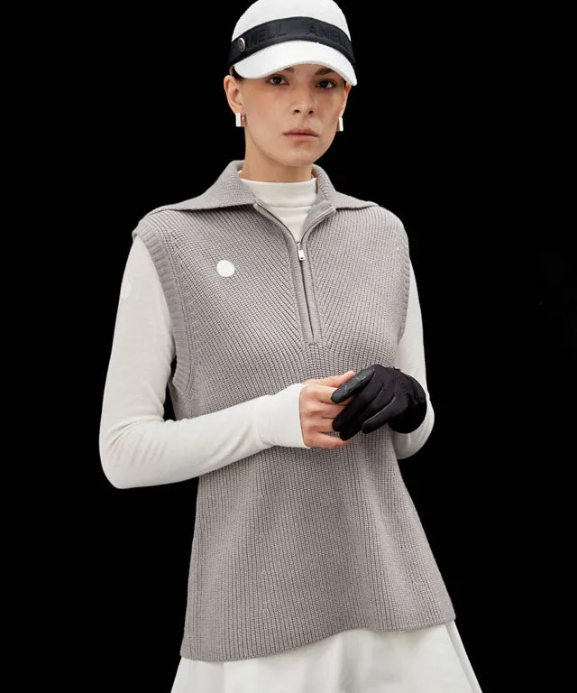 Anell Golf Classic Collar Knit Vest - Pure Gray