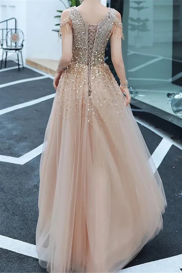 Anneprom A line Evening Dress,Beading Party Dress,Formal Evening Gown Women Girls APP0445