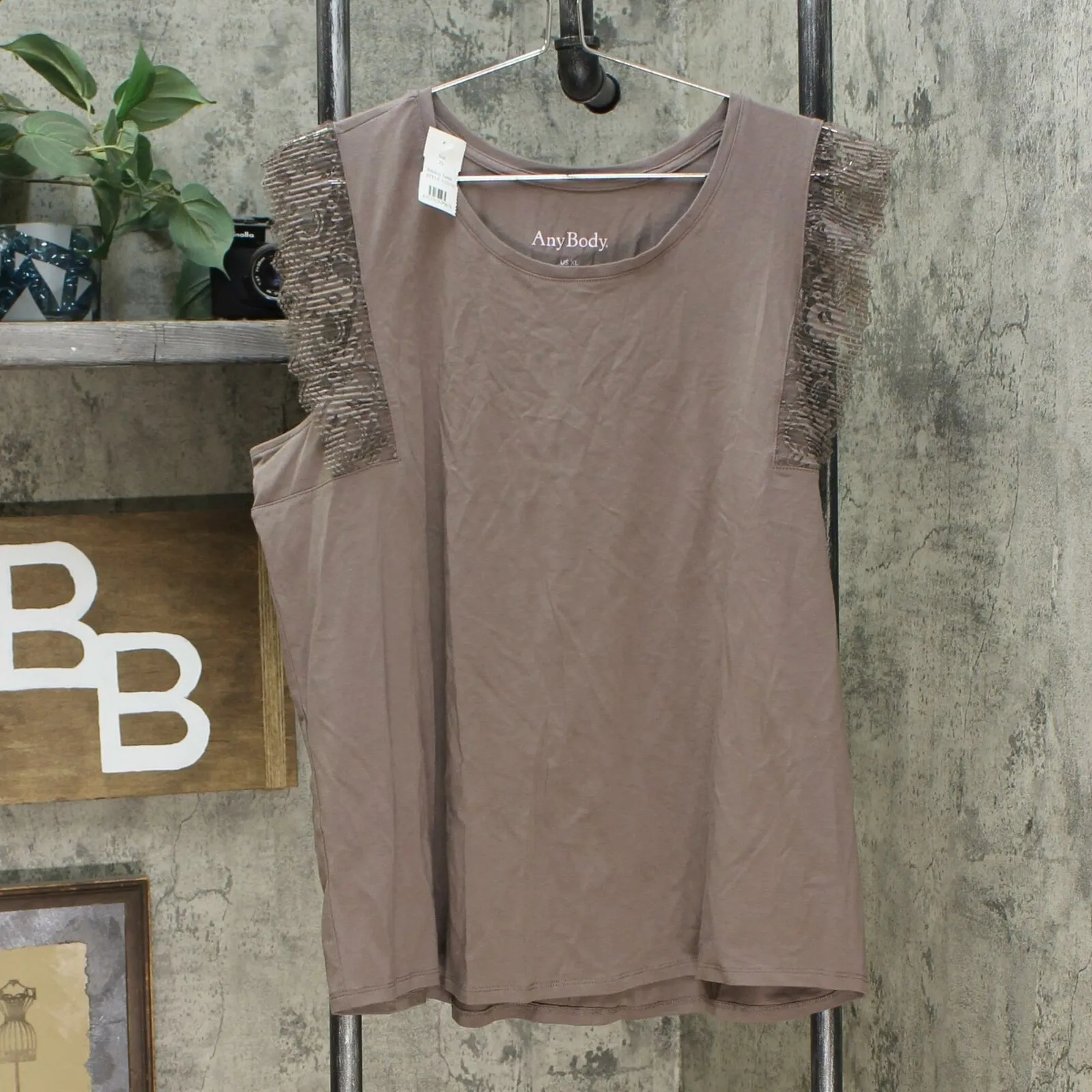 AnyBody Women's Cozy Knit Pleated Lace Pajama Set