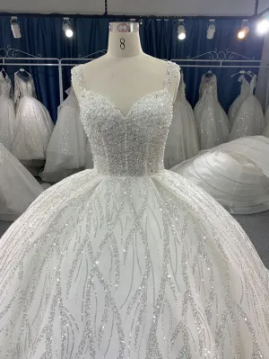B207# Large Trail Wedding Grwon Dress with beaded Vest body