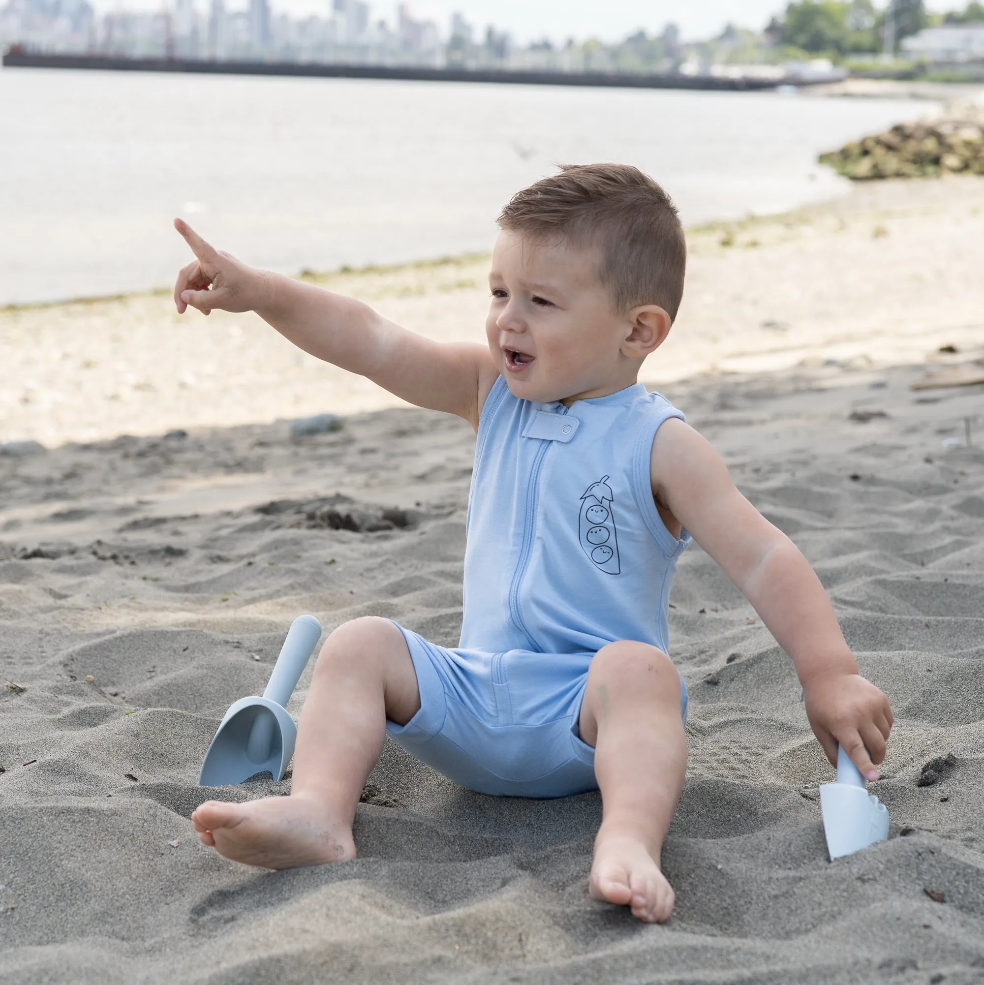 Bamboo Sleeveless Romper (Skydive)