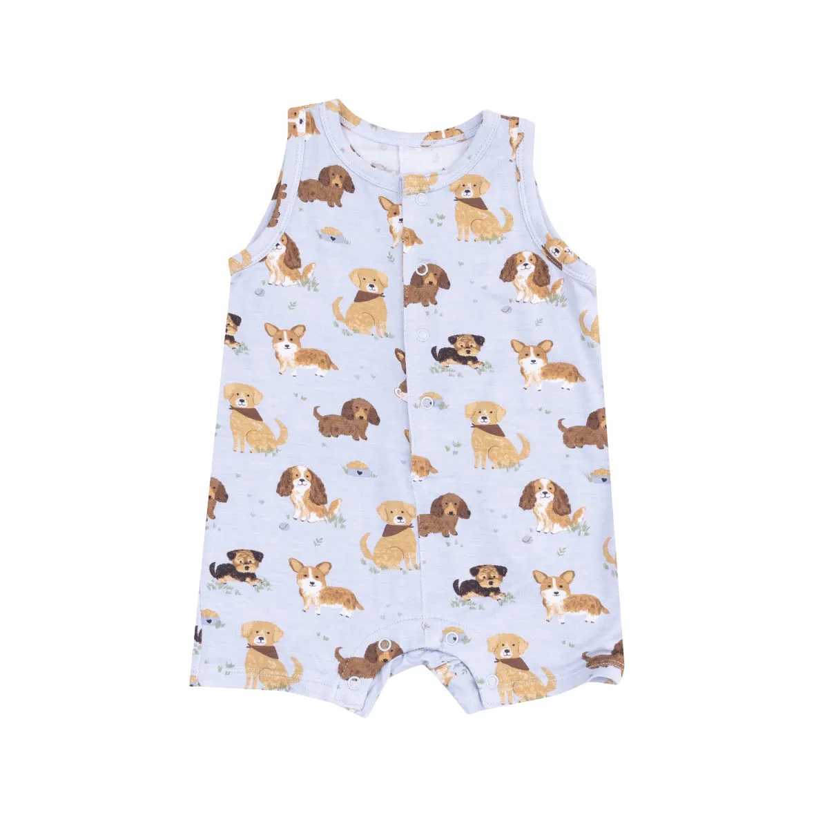 Best Friend Dogs Blue Sleeveless Romper