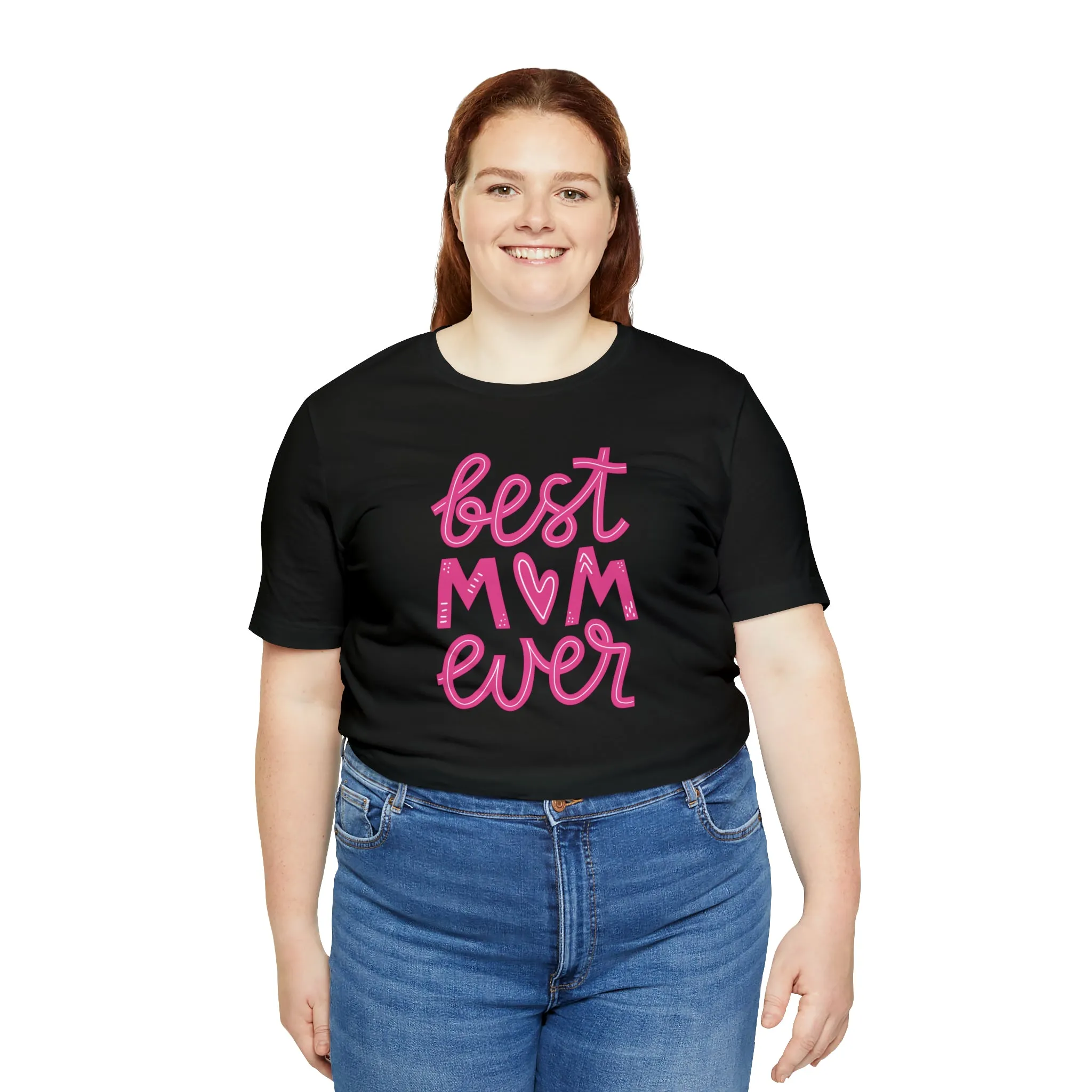 Best Mom Ever Pink Heart T-Shirt | Love You Mama Tee |  Bella Canvas 3001 Unisex |  Mother Short Sleeve Tshirt