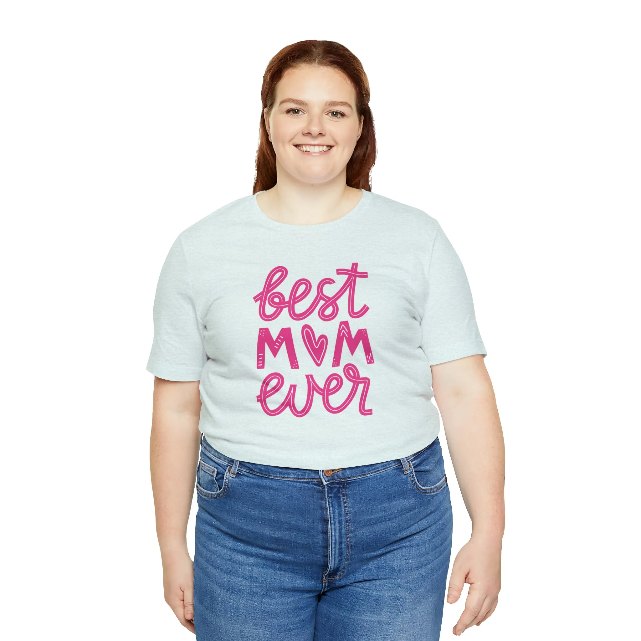 Best Mom Ever Pink Heart T-Shirt | Love You Mama Tee |  Bella Canvas 3001 Unisex |  Mother Short Sleeve Tshirt