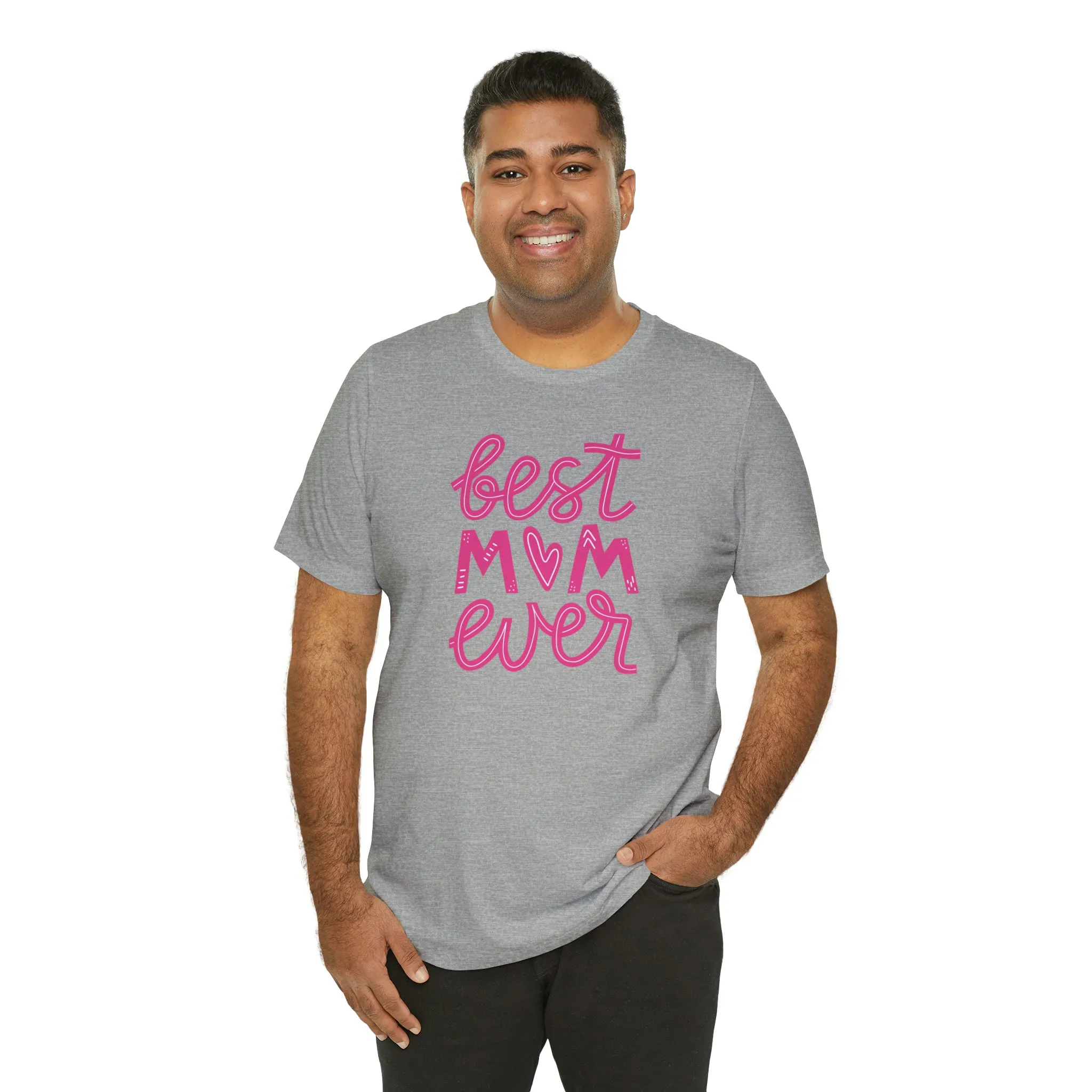 Best Mom Ever Pink Heart T-Shirt | Love You Mama Tee |  Bella Canvas 3001 Unisex |  Mother Short Sleeve Tshirt