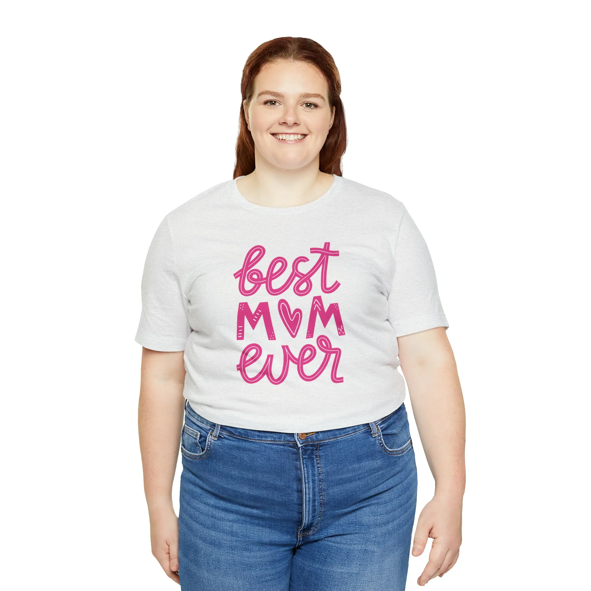 Best Mom Ever Pink Heart T-Shirt | Love You Mama Tee |  Bella Canvas 3001 Unisex |  Mother Short Sleeve Tshirt