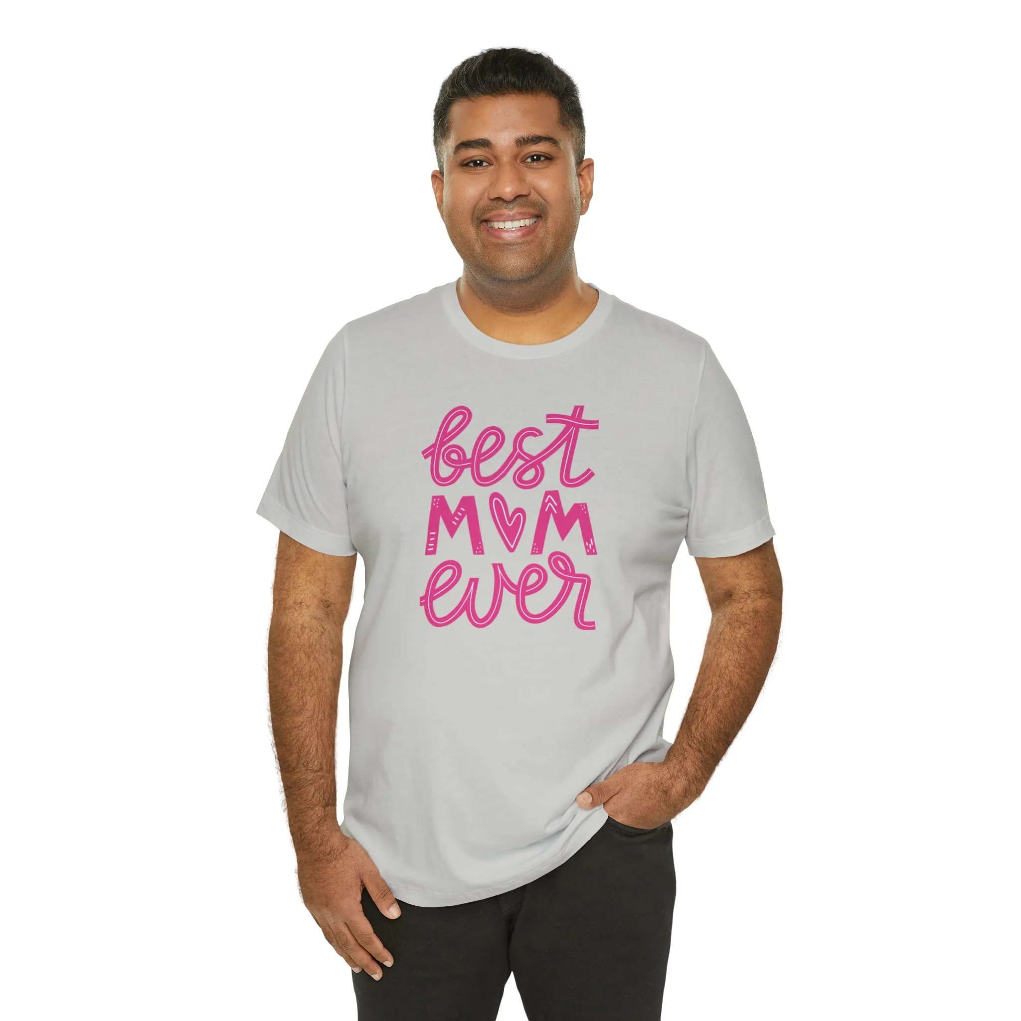 Best Mom Ever Pink Heart T-Shirt | Love You Mama Tee |  Bella Canvas 3001 Unisex |  Mother Short Sleeve Tshirt