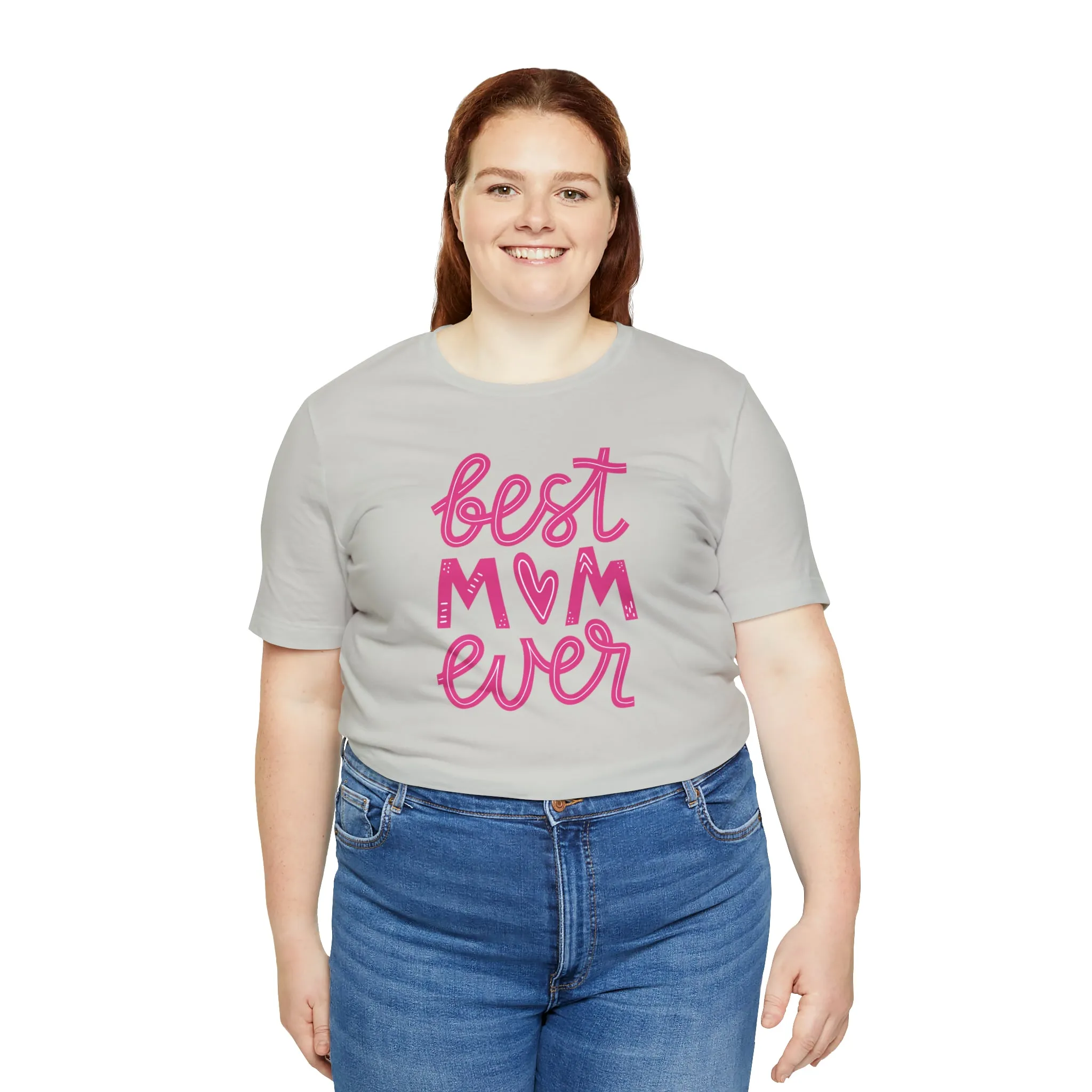 Best Mom Ever Pink Heart T-Shirt | Love You Mama Tee |  Bella Canvas 3001 Unisex |  Mother Short Sleeve Tshirt