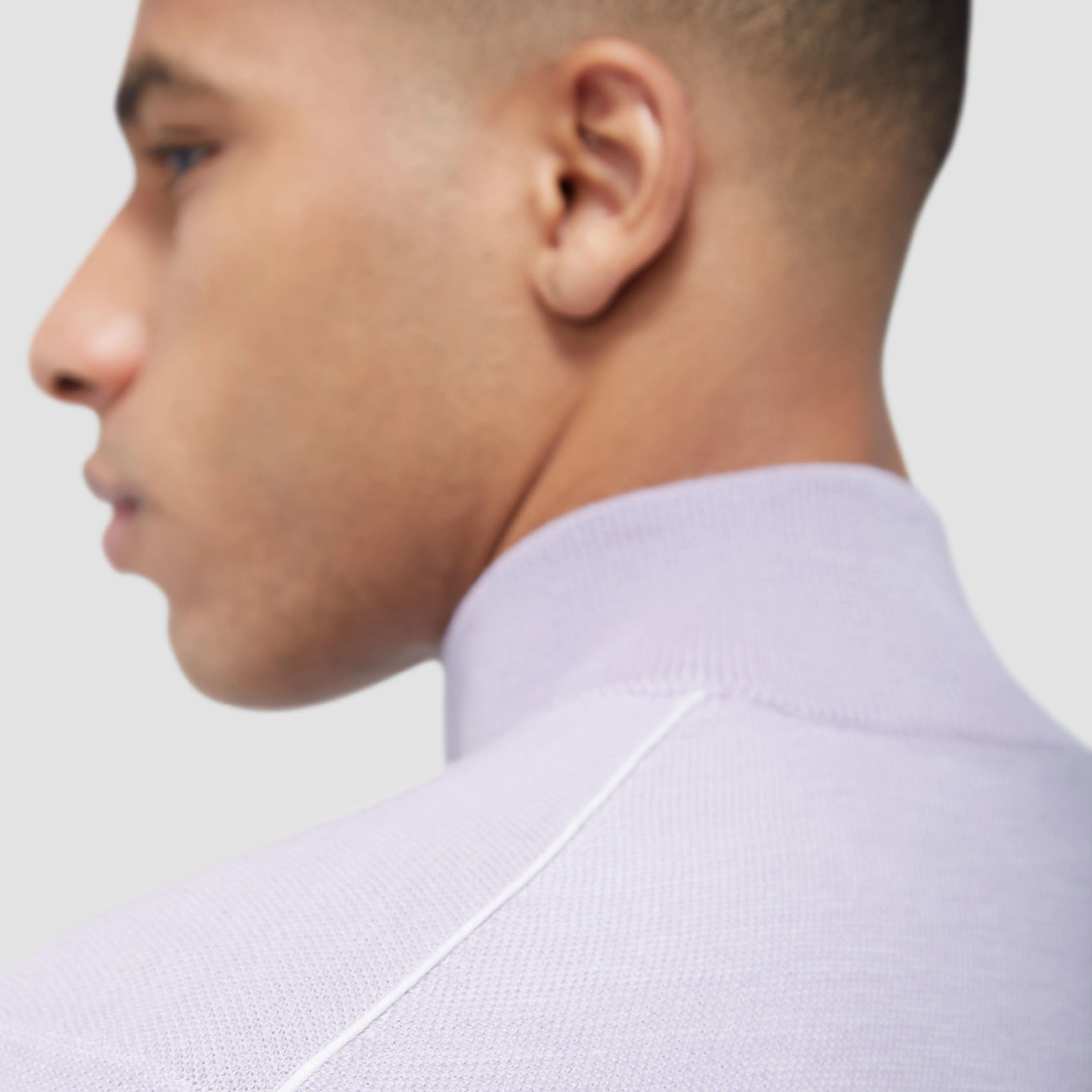 Bird's Eye Jacquard Quarter-Zip Mock Neck Sweater