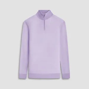 Bird's Eye Jacquard Quarter-Zip Mock Neck Sweater