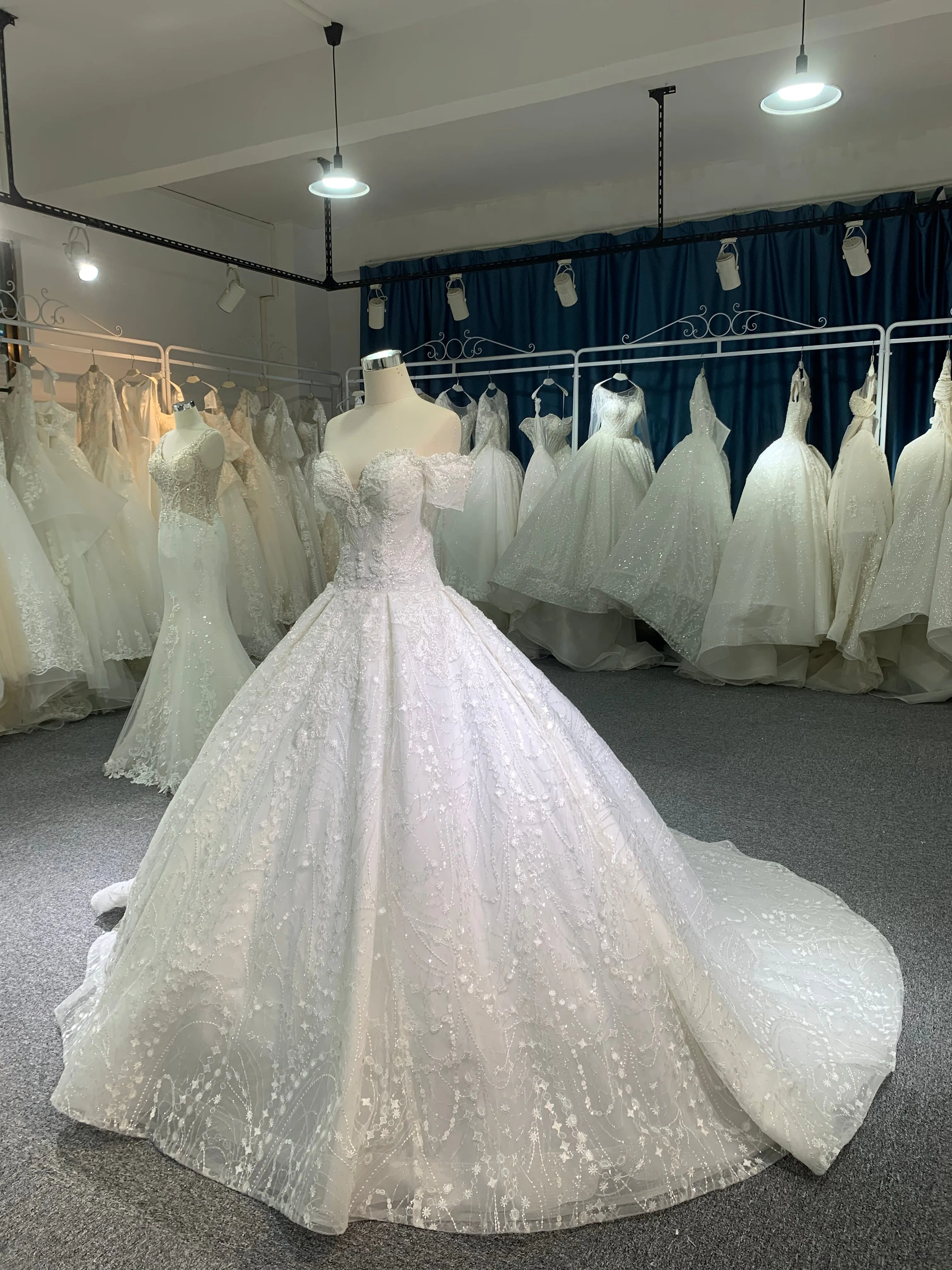 BYG #29755 full lace off the shoulder wedding dress