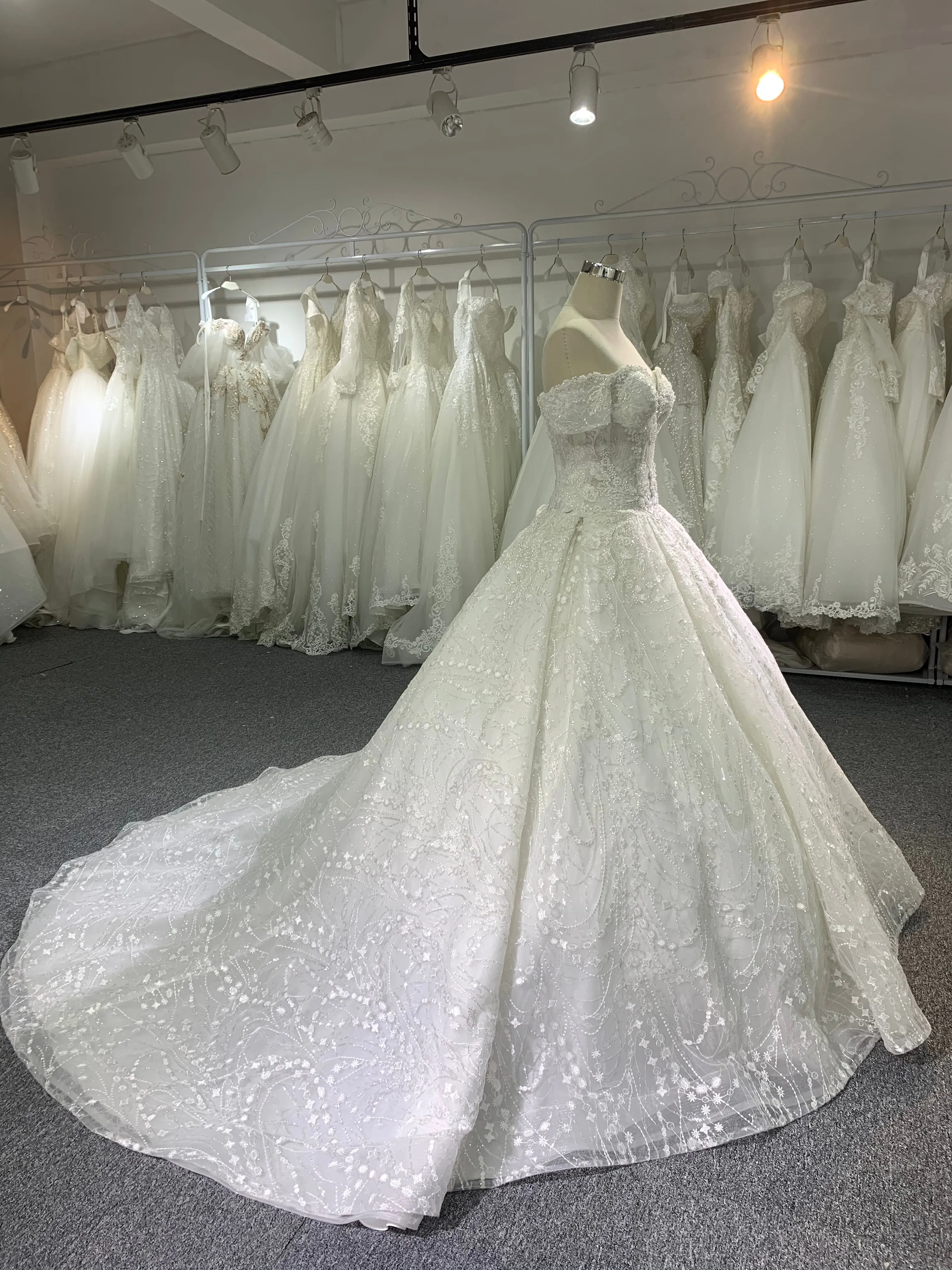 BYG #29755 full lace off the shoulder wedding dress