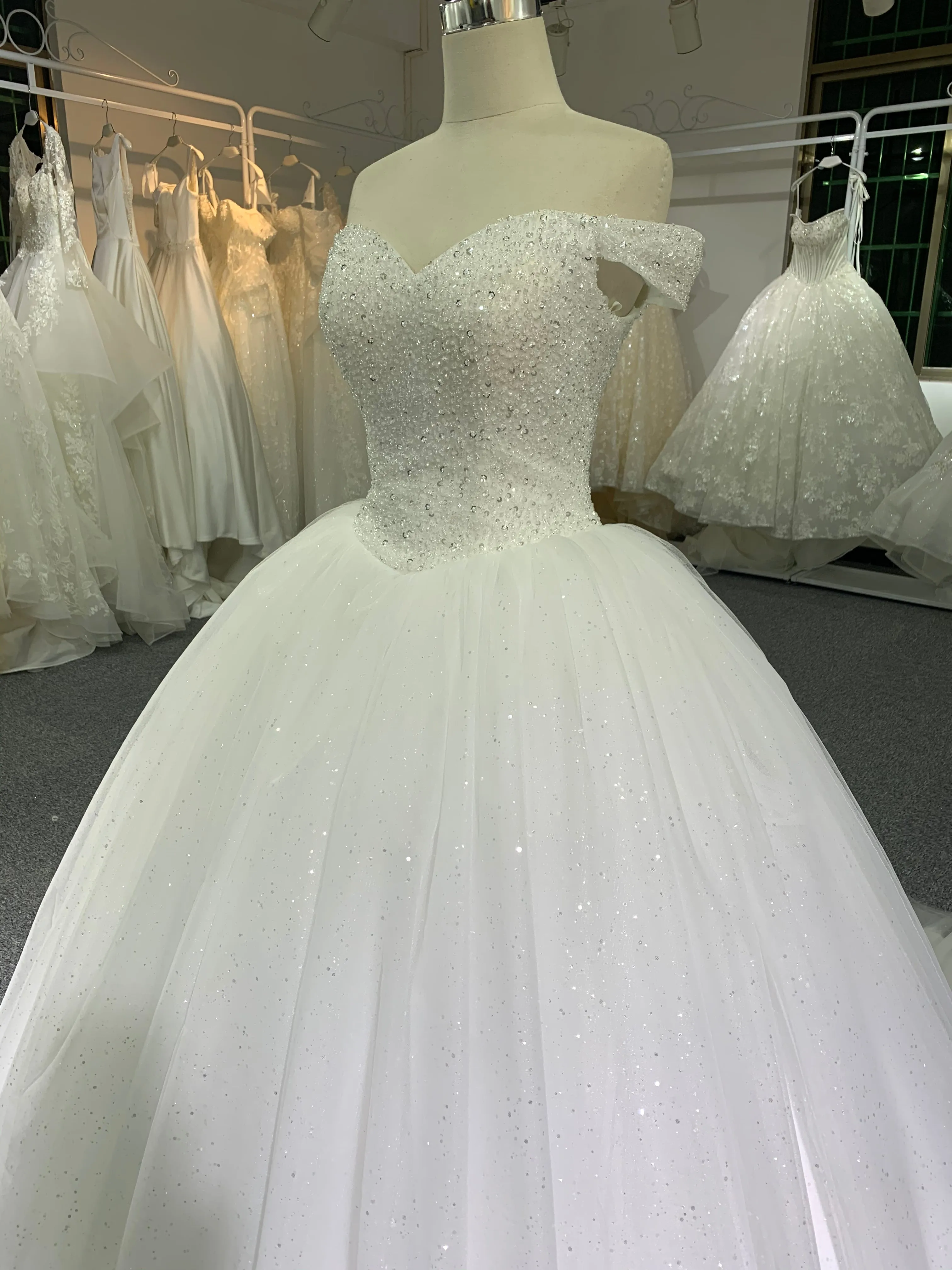 BYG beaded off the shoulder wedding dress