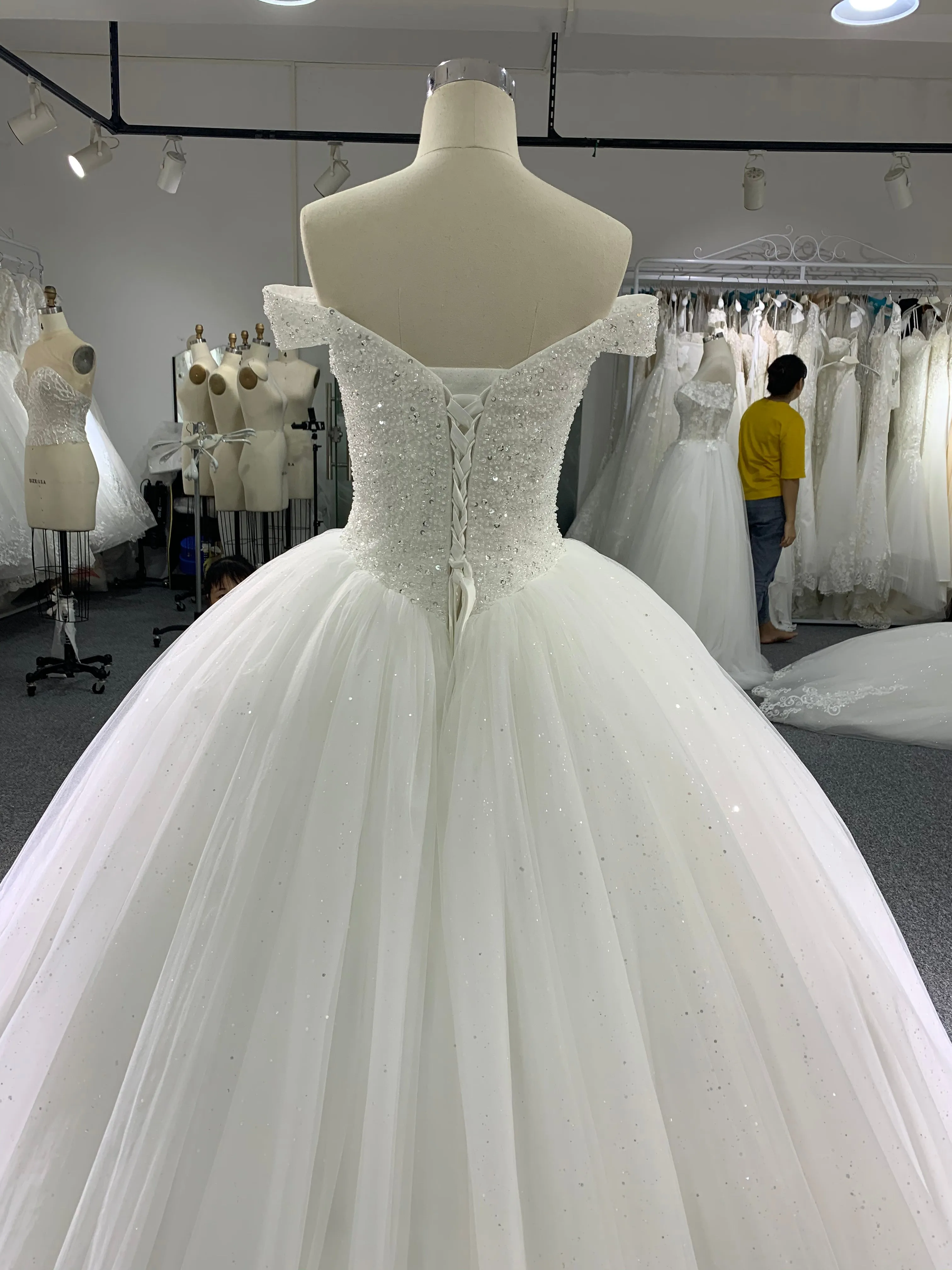 BYG beaded off the shoulder wedding dress