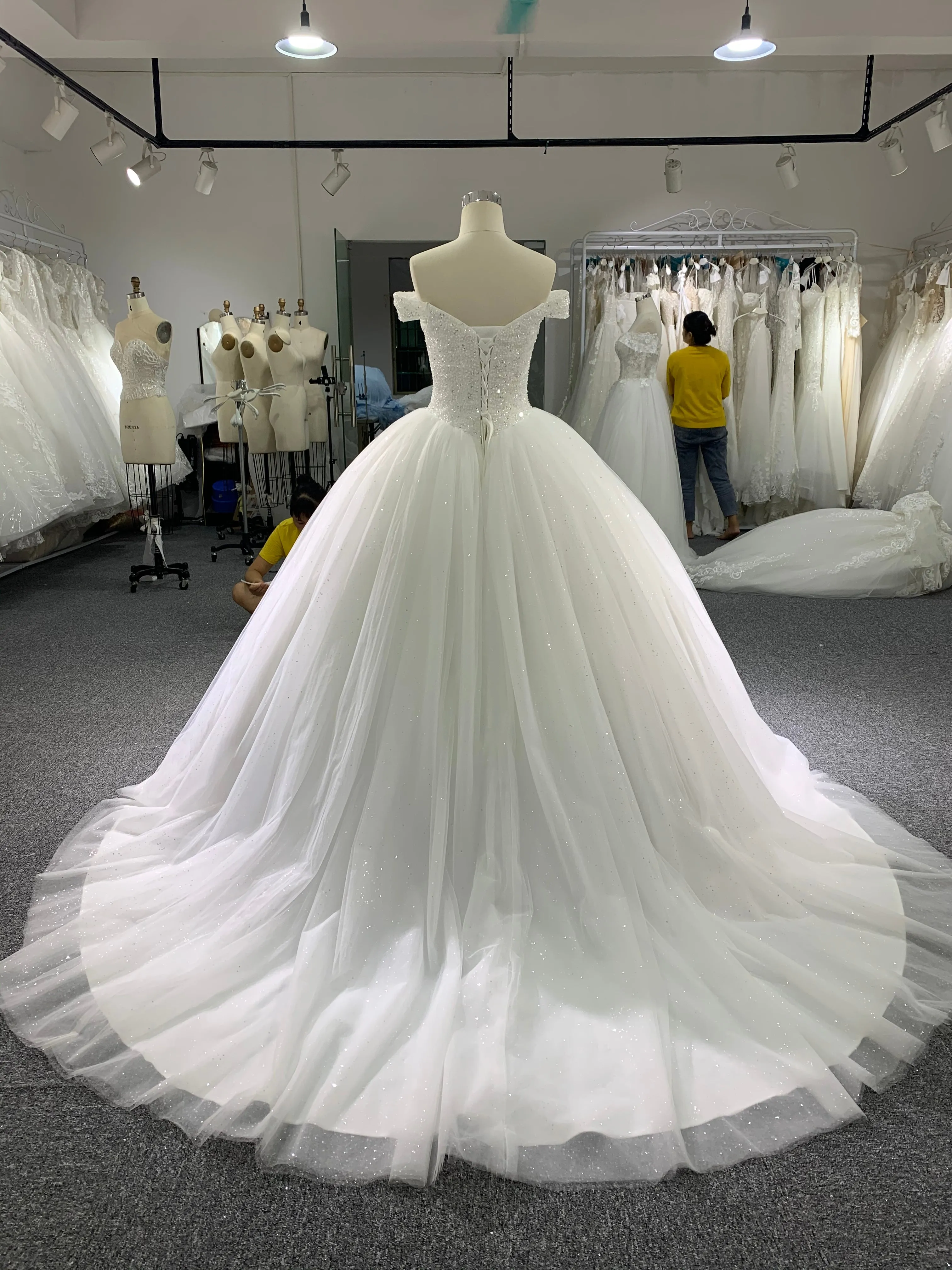 BYG beaded off the shoulder wedding dress