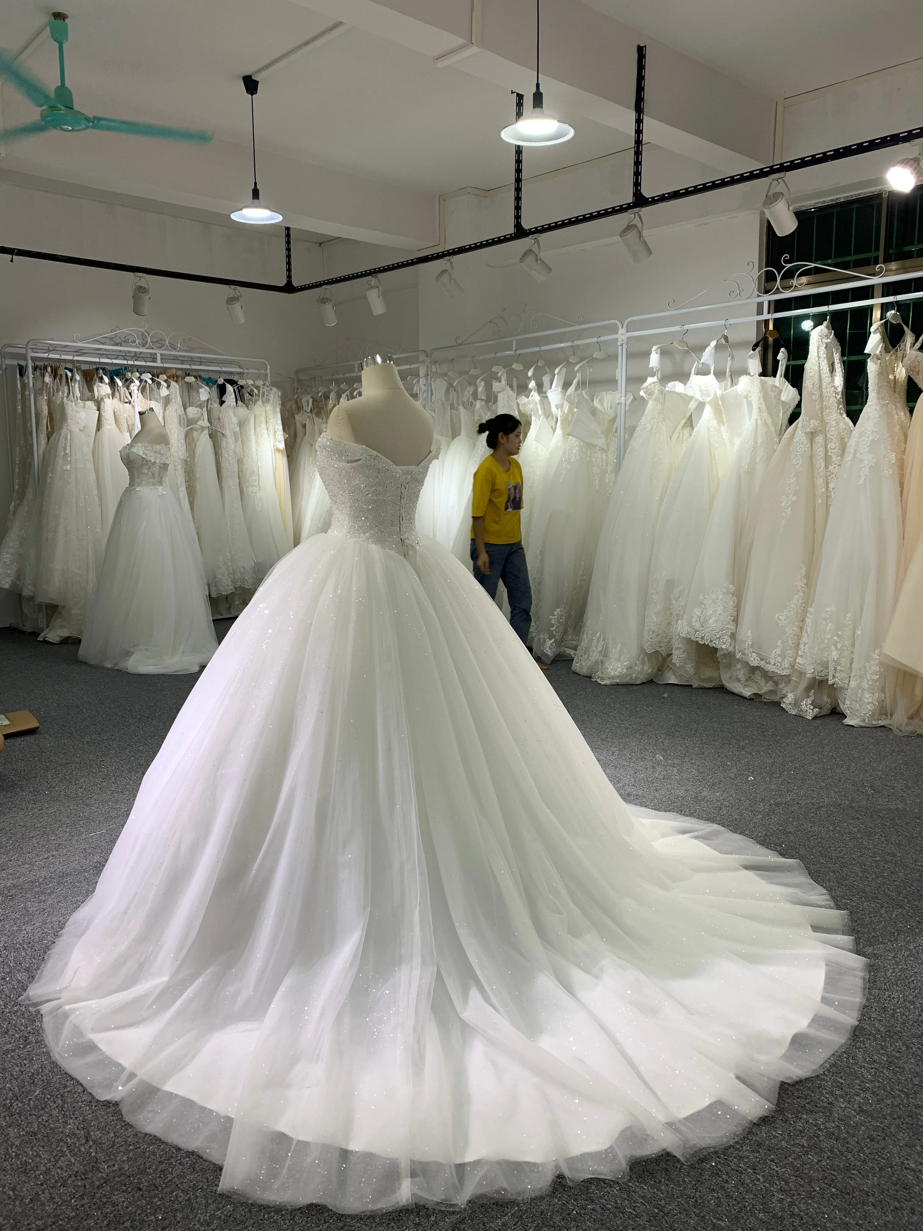 BYG beaded off the shoulder wedding dress