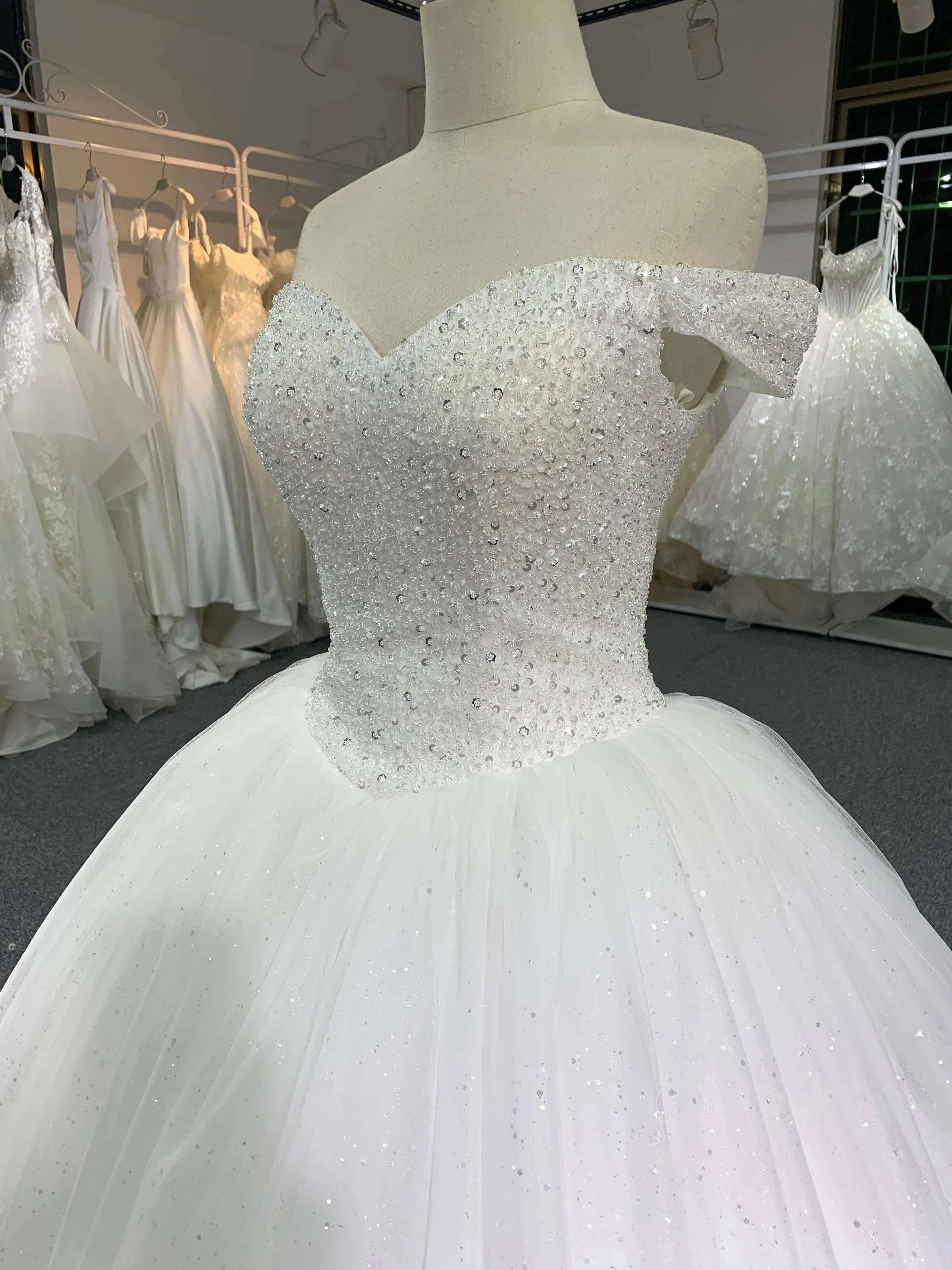 BYG beaded off the shoulder wedding dress