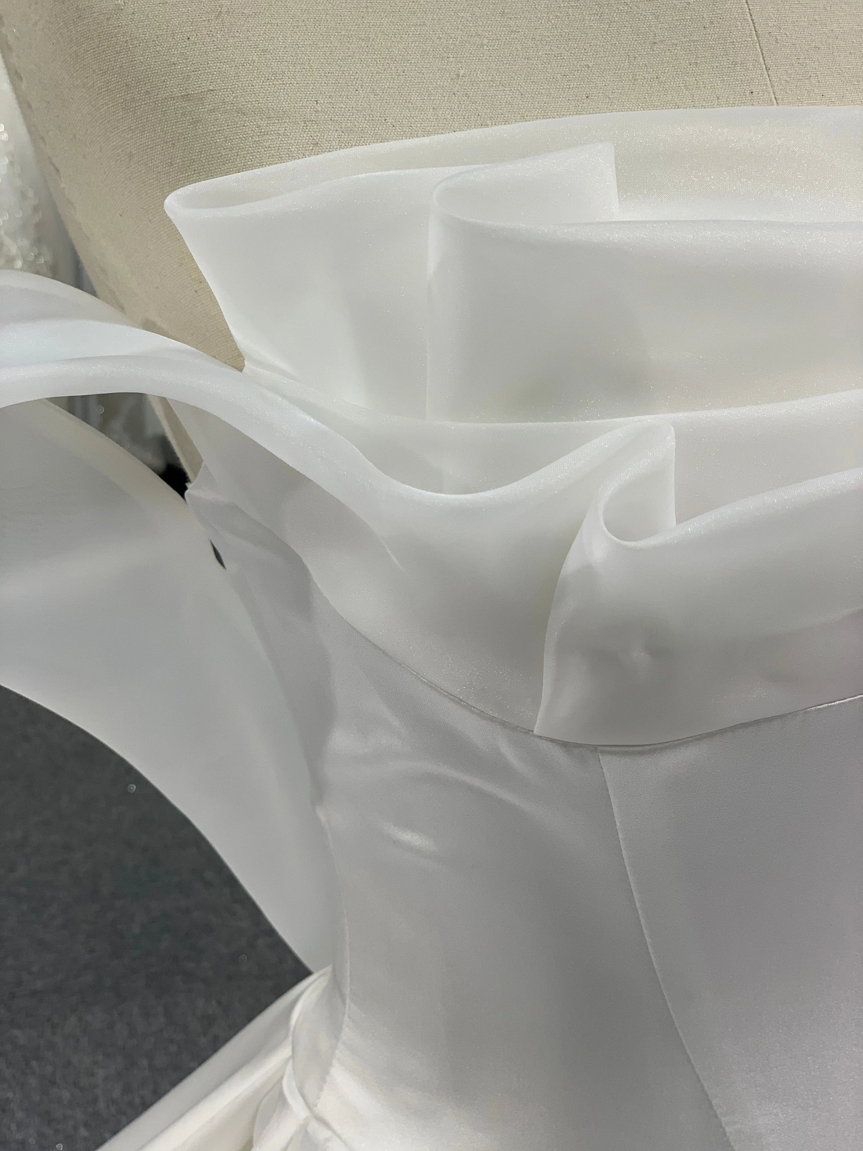 BYG elegant satin off the shoulder wedding gown
