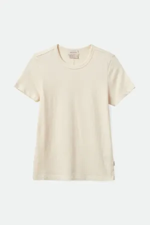 Carefree Organic Garment Dye Slim Crew Tee - White Smoke