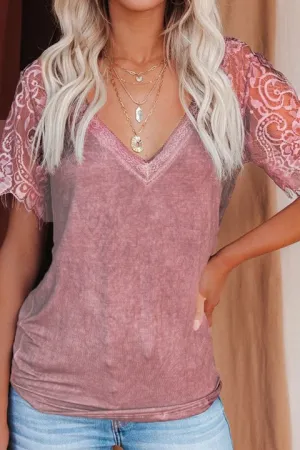 Chicindress New Women's Lace Short Sleeve V-Neck Tops(3 Colors)