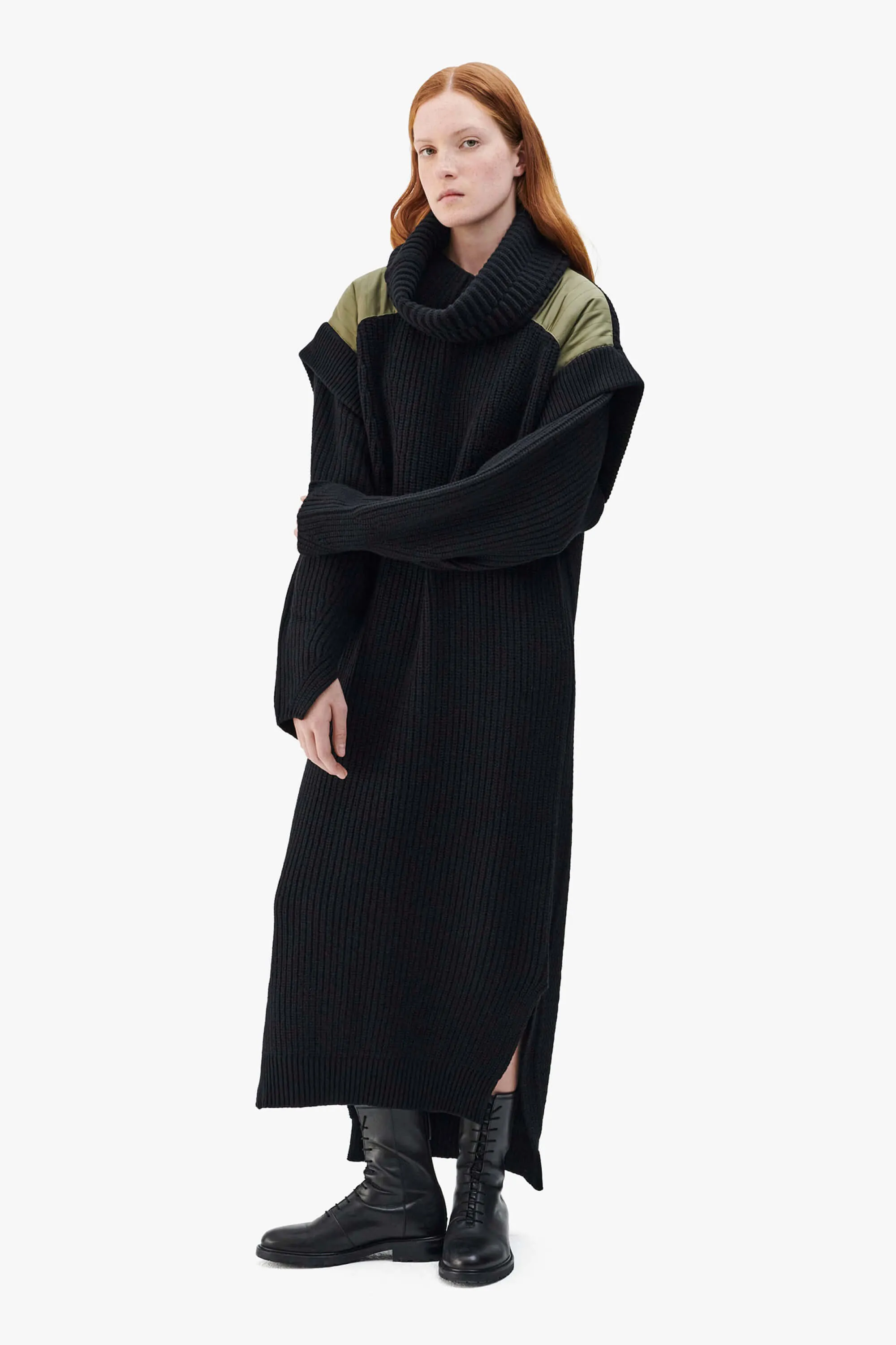 Convertible Rib Crew Dress - Jet Black