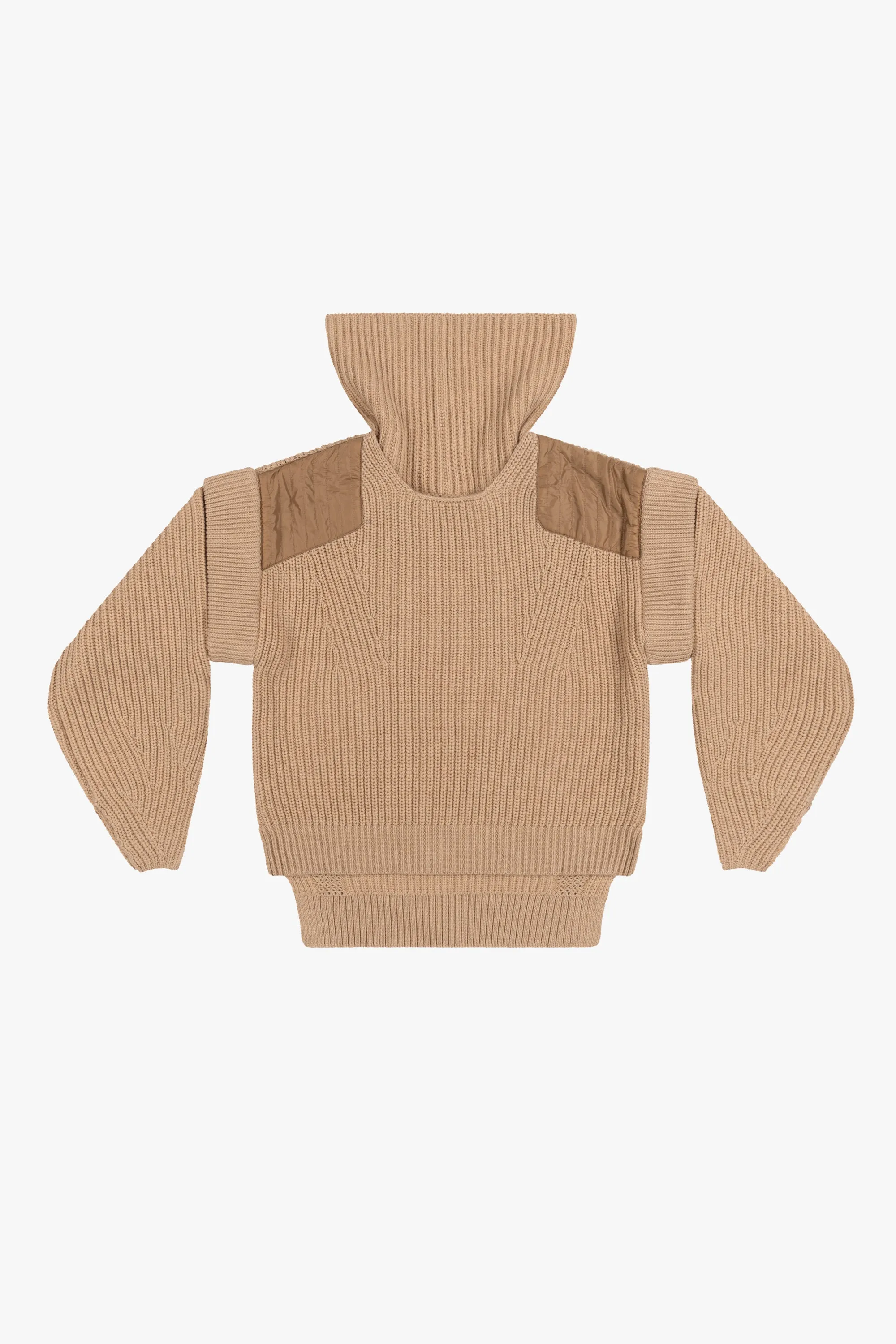 Convertible Rib Crew Jumper - Camel