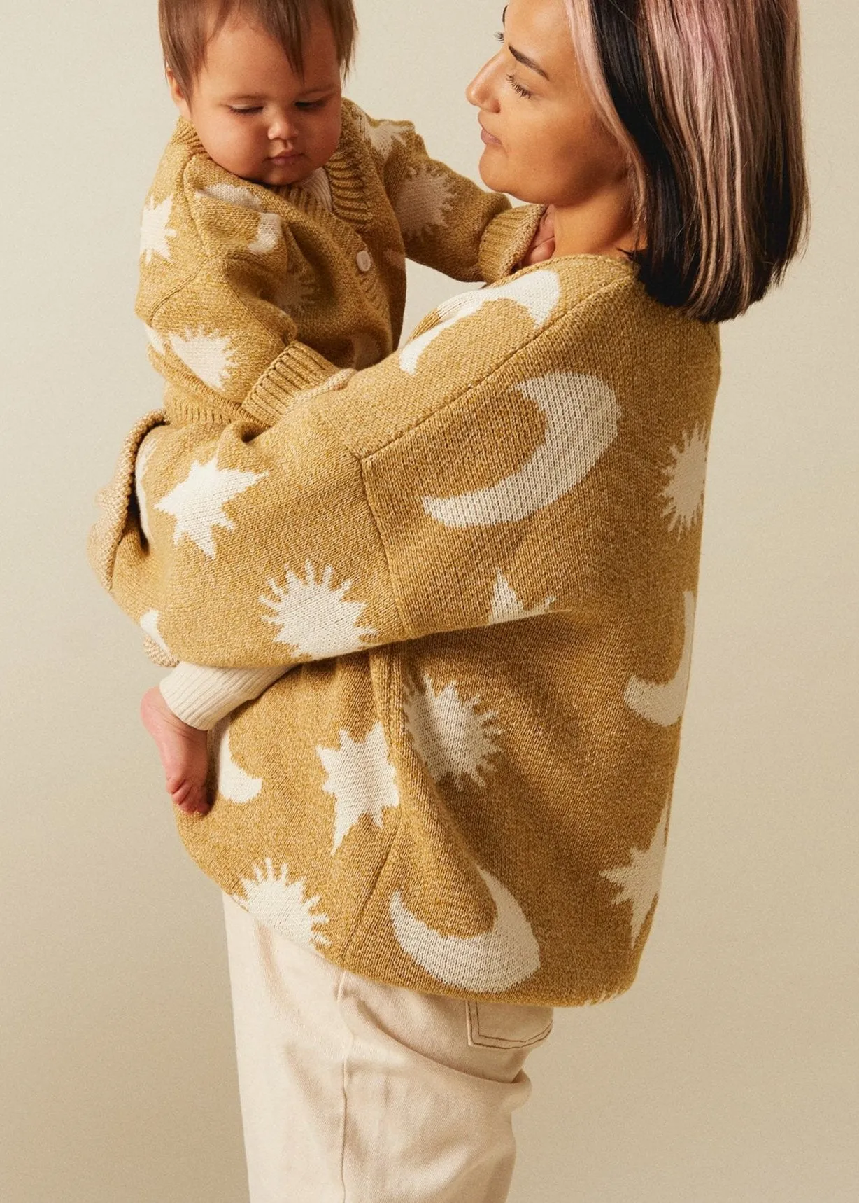 Cozmo Golden Moon Star Cropped Cardigan Adult
