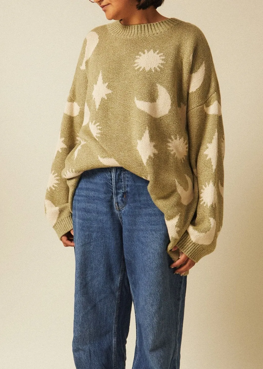 Cozmo Matcha Moon Star Sweater Adult