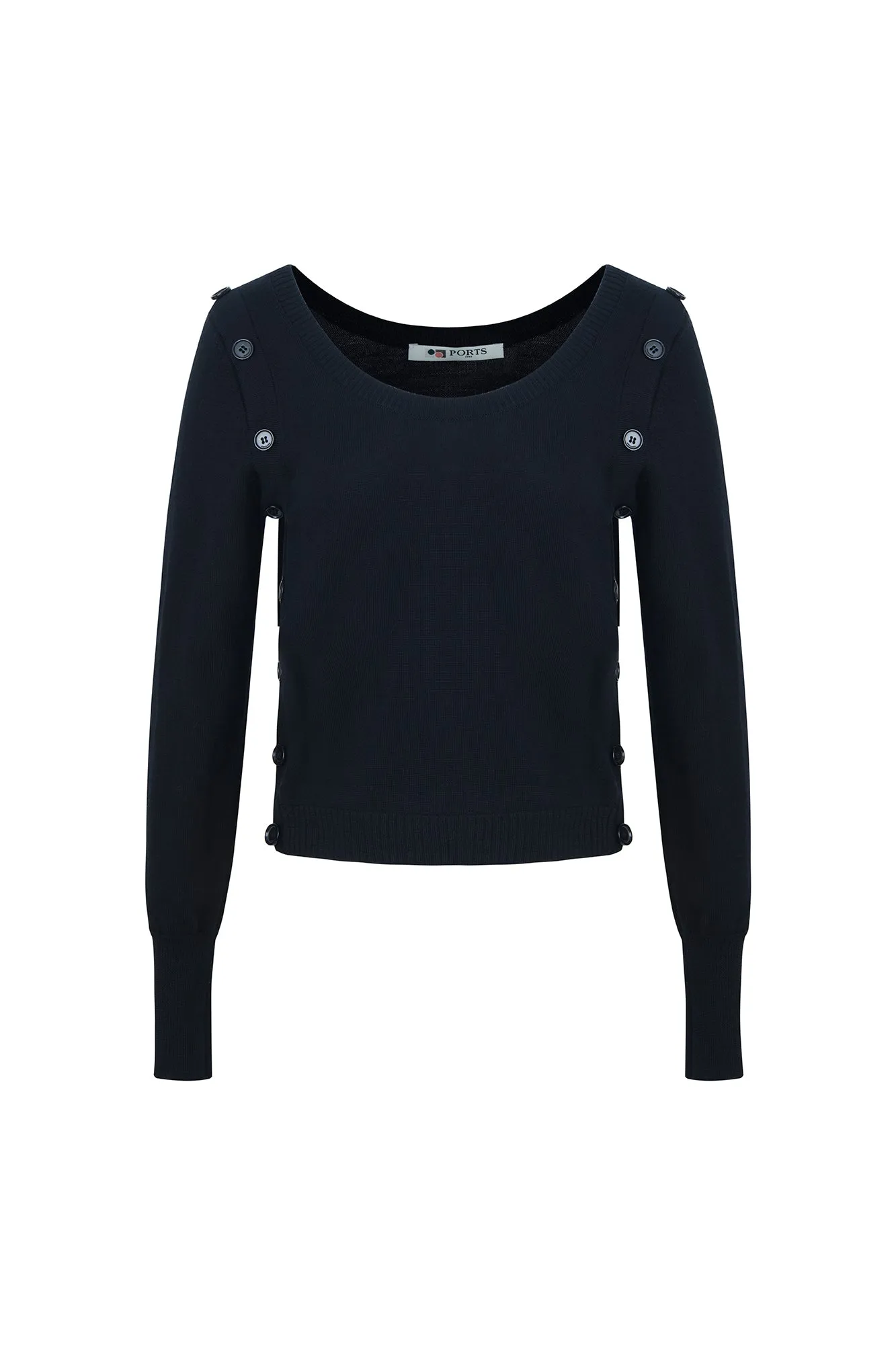 Cozy Knitwear With Contrast Buttons in Black
