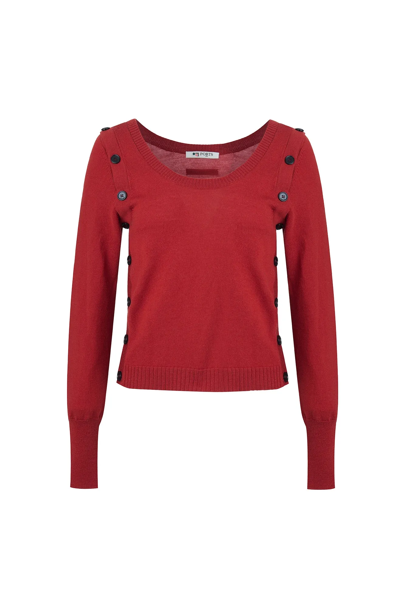 Cozy Knitwear With Contrast Buttons - Ocher
