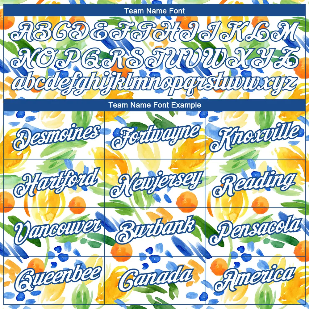 Custom White Blue 3D Pattern Design Summer Holiday Abstract Plant Performance T-Shirt