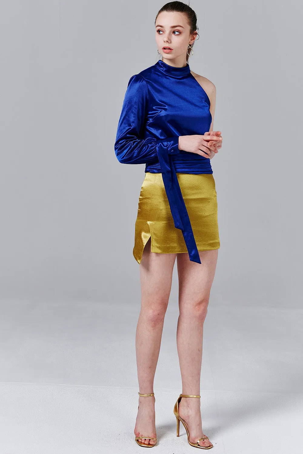 Daisy One-Shoulder Satin Top