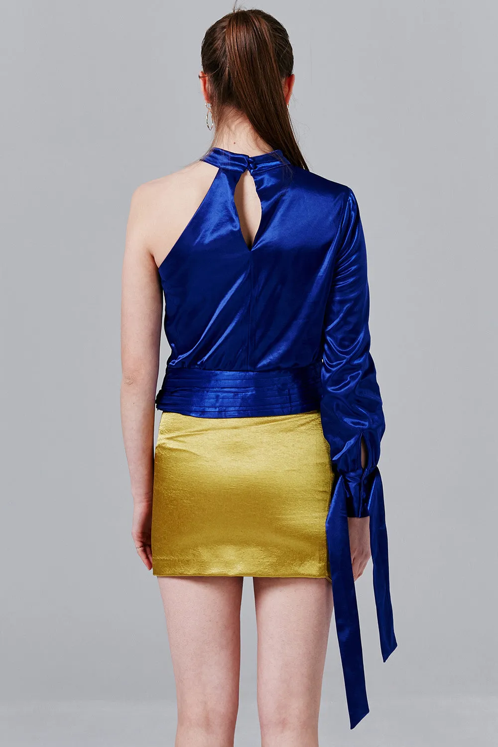 Daisy One-Shoulder Satin Top