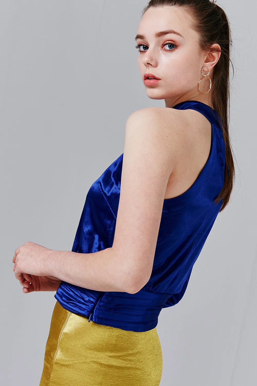 Daisy One-Shoulder Satin Top