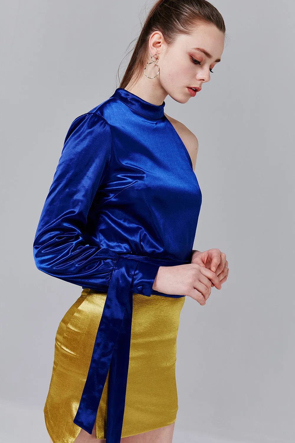 Daisy One-Shoulder Satin Top
