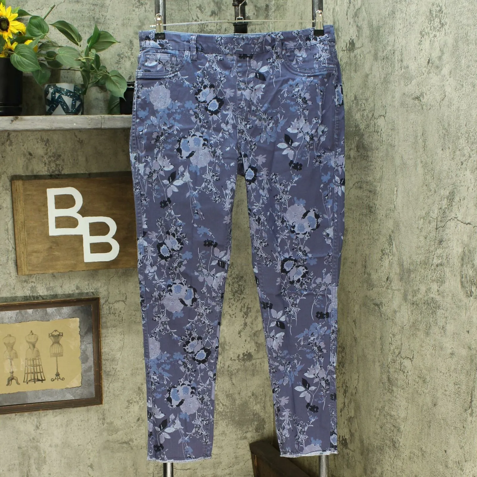DG2 by Diane Gilman Women's Reversible Twill Pull On Skinny Jeans Blue Large