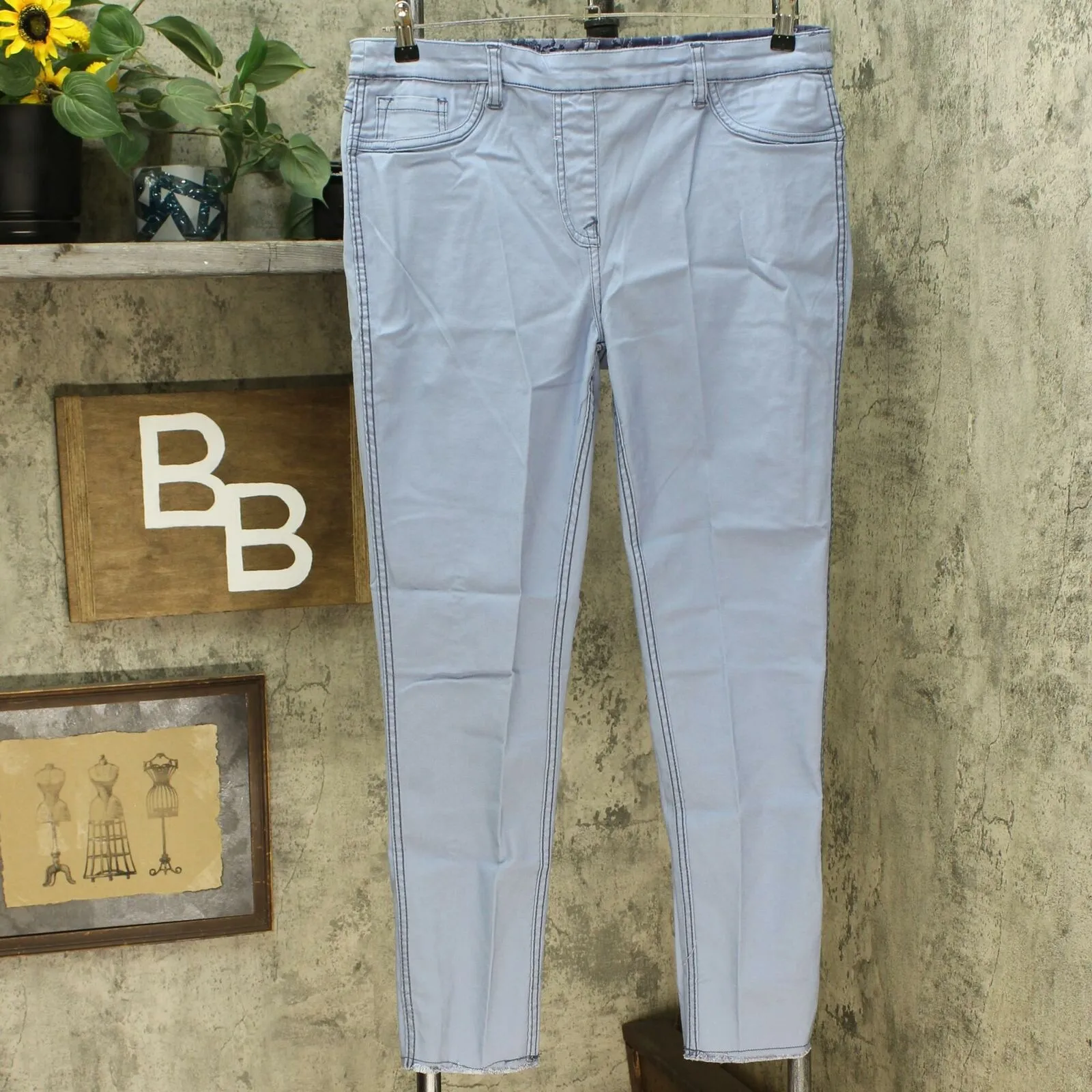 DG2 by Diane Gilman Women's Reversible Twill Pull On Skinny Jeans Blue Large