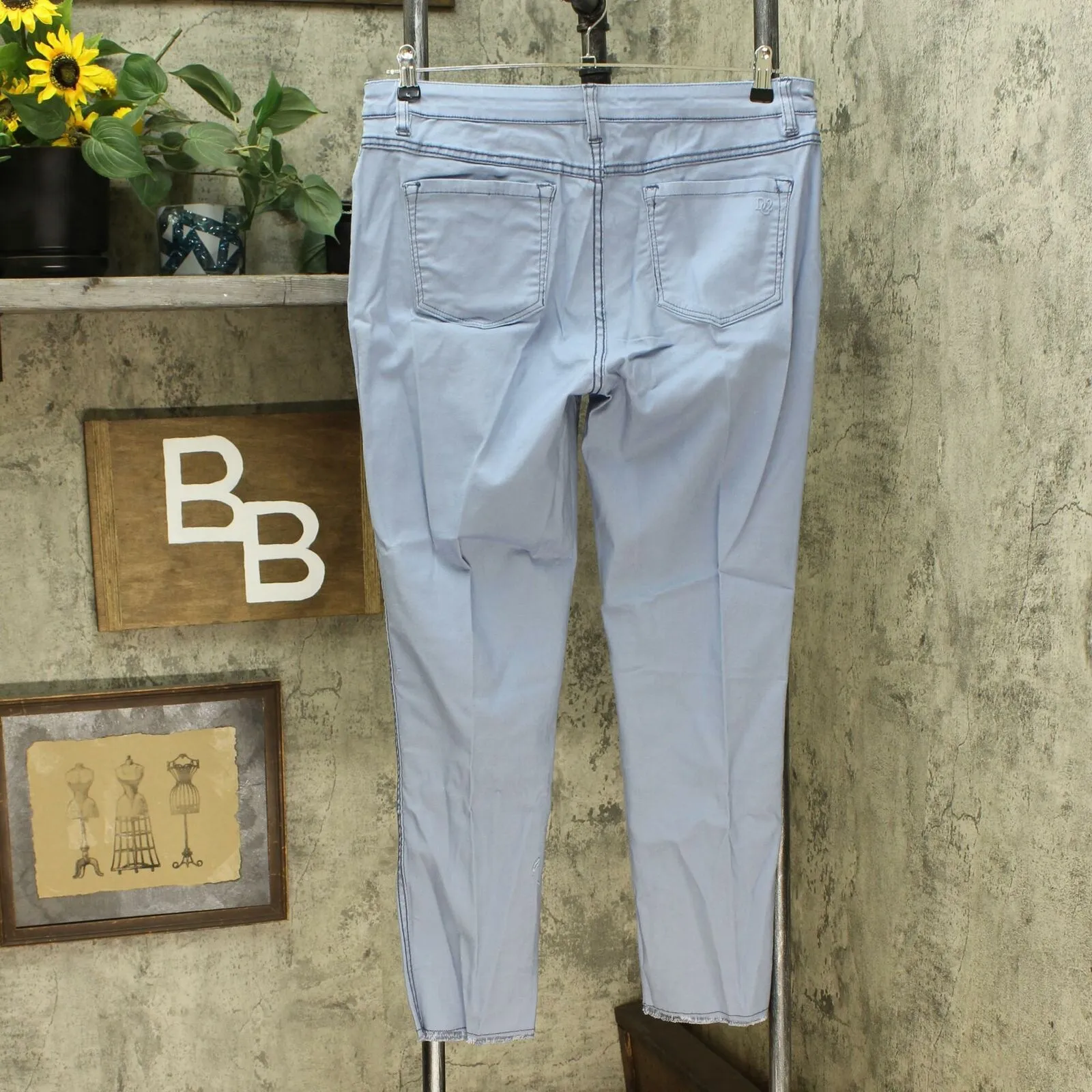DG2 by Diane Gilman Women's Reversible Twill Pull On Skinny Jeans Blue Large