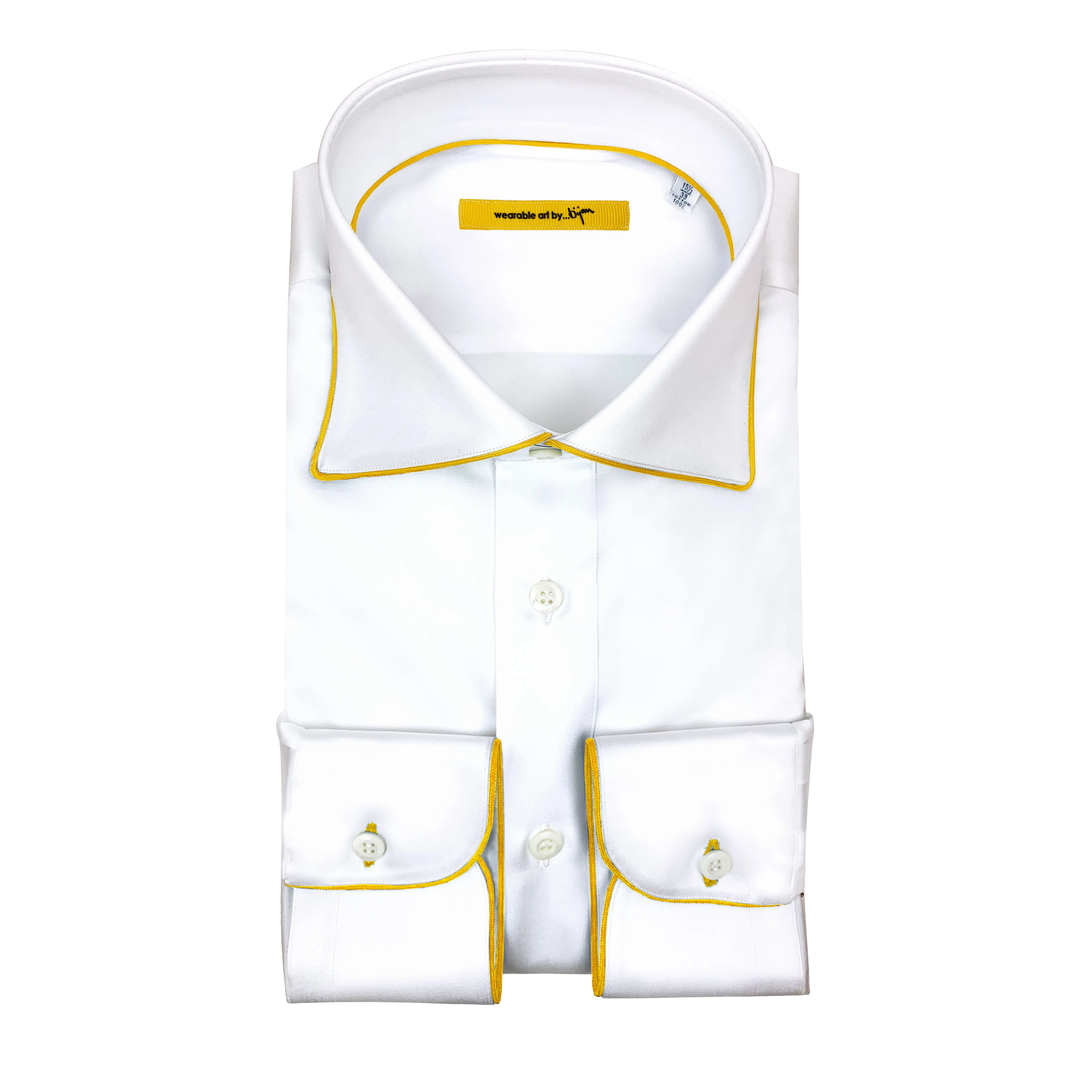 Dress Shirt with Bijan Yellow Piping Detail