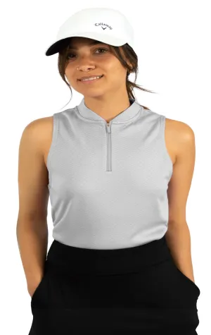 Extreme Deal - Women's Sleeveless Collarless Golf Polo with Zipper Additional Colors