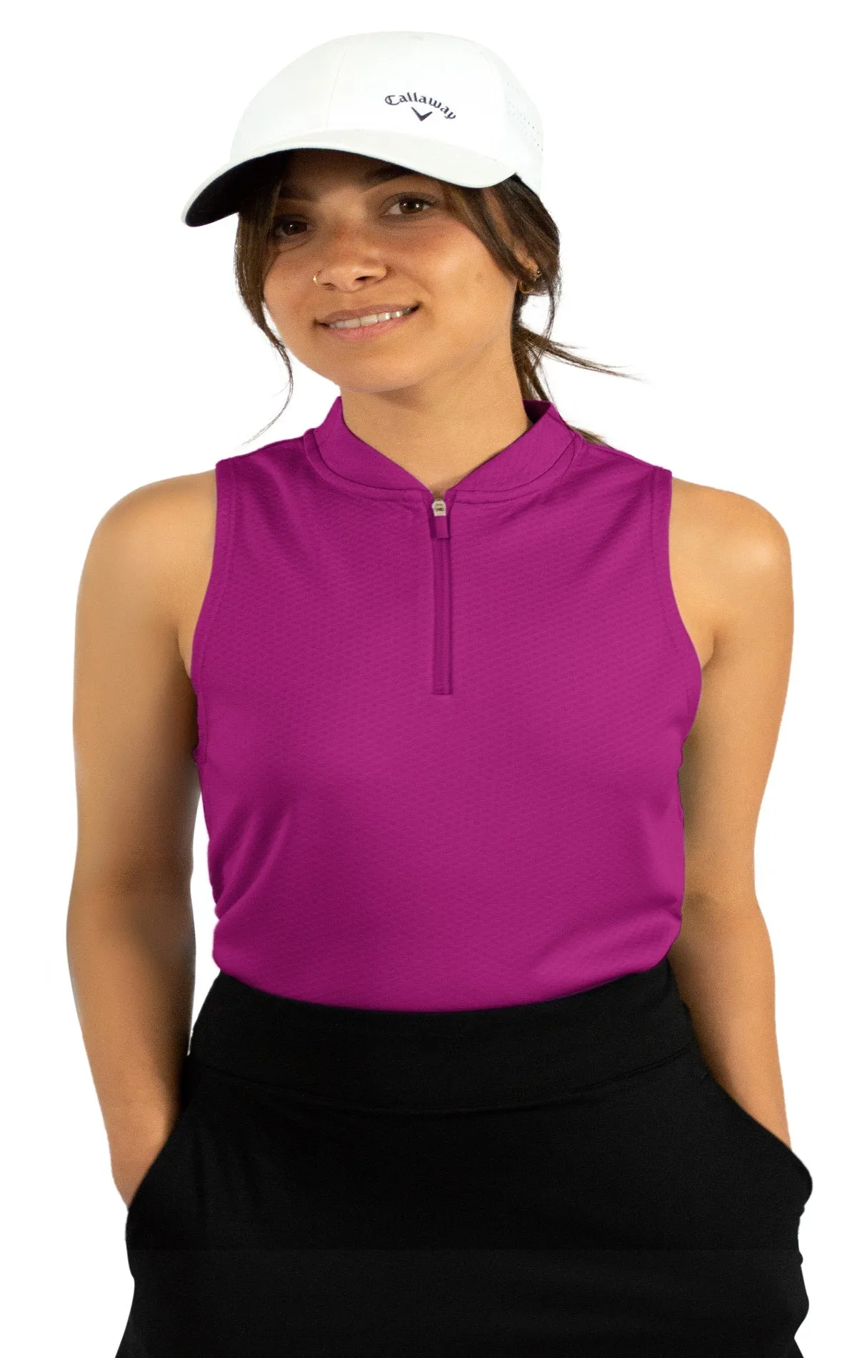 Extreme Deal - Women's Sleeveless Collarless Golf Polo with Zipper Additional Colors