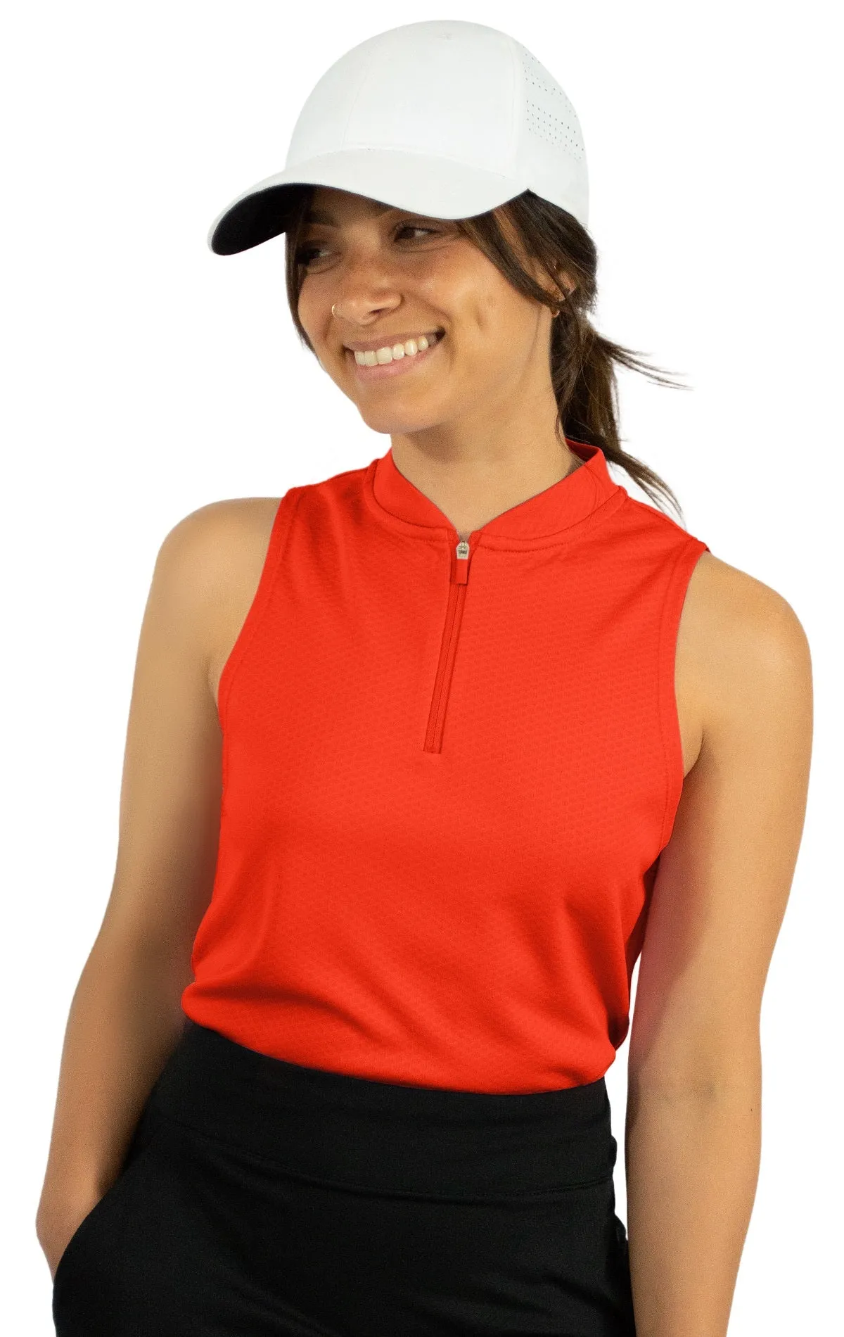 Extreme Deal - Women's Sleeveless Collarless Golf Polo with Zipper Additional Colors