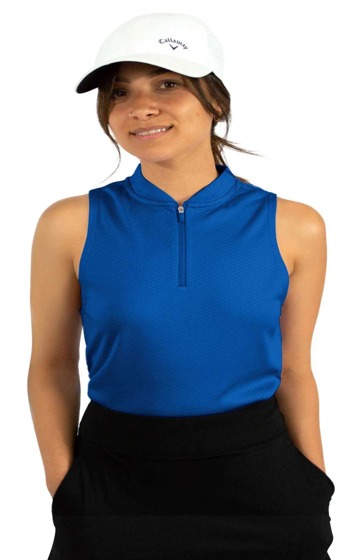 Extreme Deal - Women's Sleeveless Collarless Golf Polo with Zipper Additional Colors