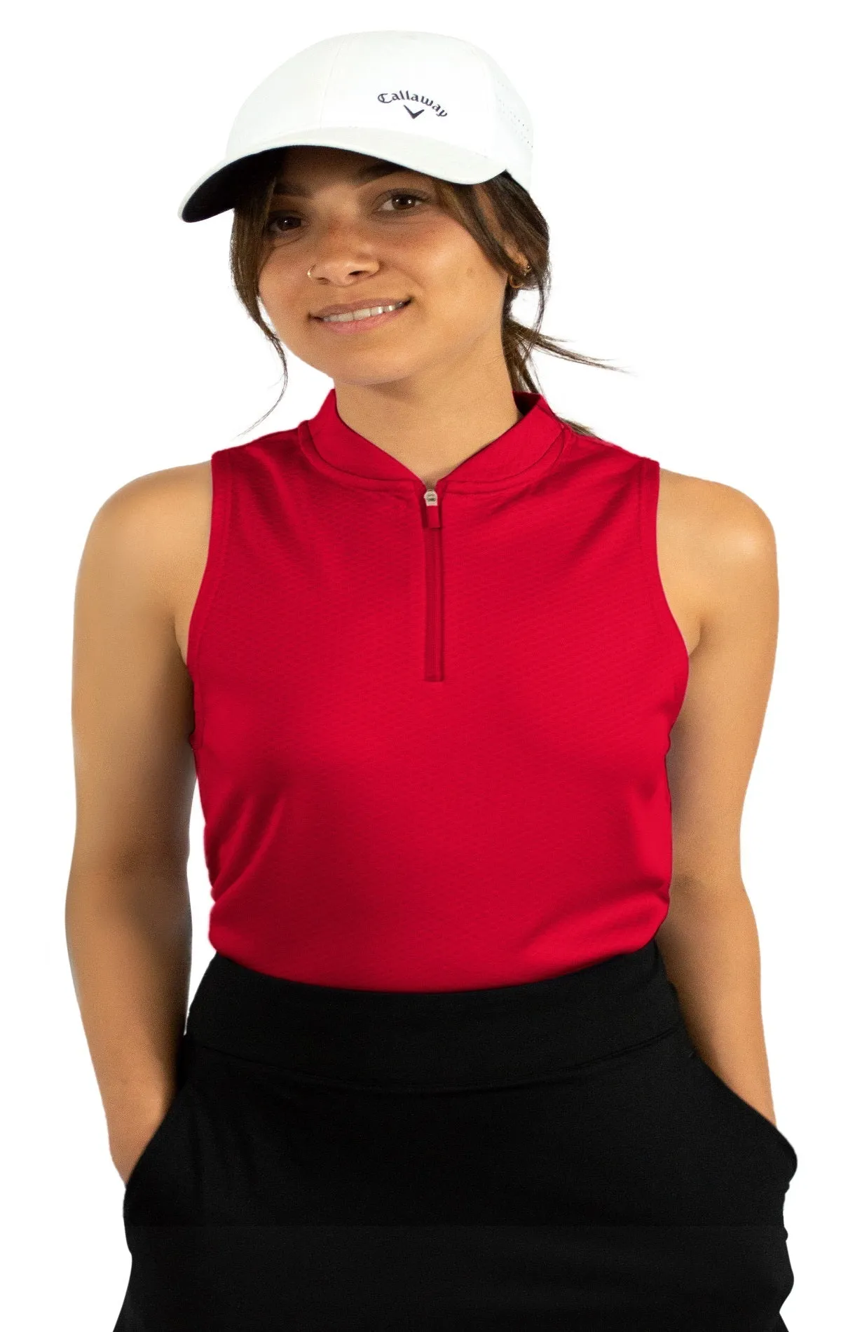 Extreme Deal - Women's Sleeveless Collarless Golf Polo with Zipper Additional Colors